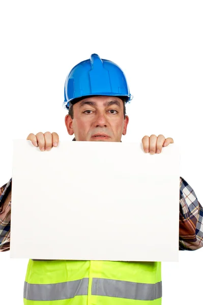 Curious construction worker — Stock Photo, Image