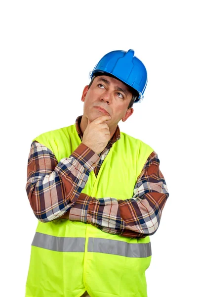 Construction worker thinking — Stock Photo, Image