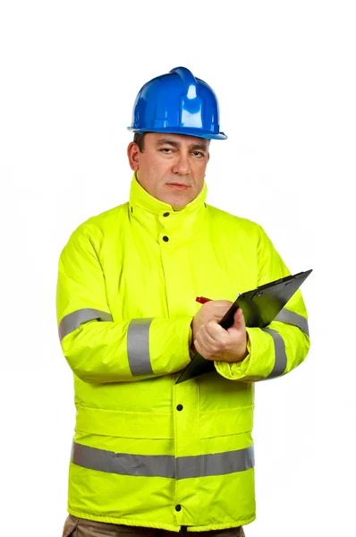 Trabalhador da construção escrita — Fotografia de Stock
