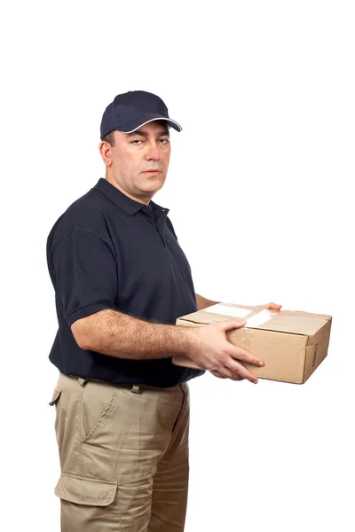 Courier leverera ett paket — Stockfoto