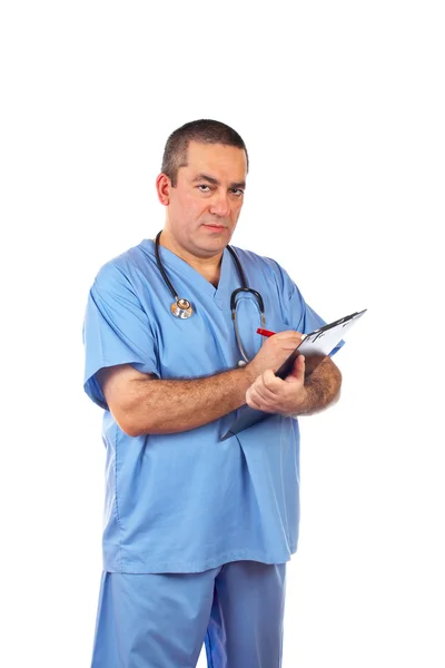 Mężczyzna lekarz pisze — Zdjęcie stockowe