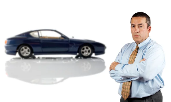 Seriöser Geschäftsmann und das moderne Auto — Stockfoto