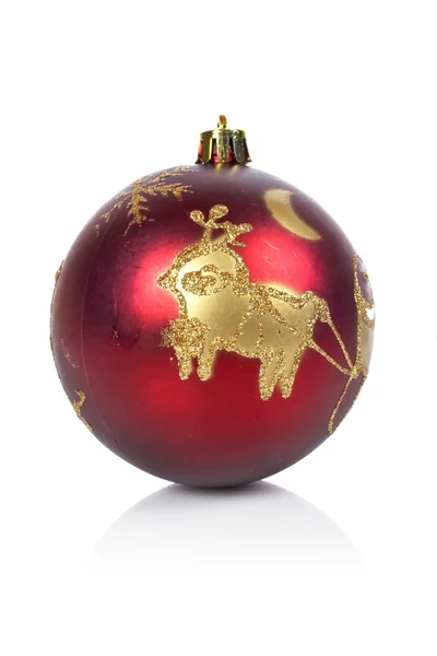 Red and gold Christmas ball — Stock Photo, Image