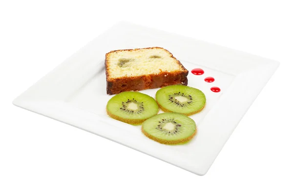 Slice of cake with kiwi — Stock Photo, Image