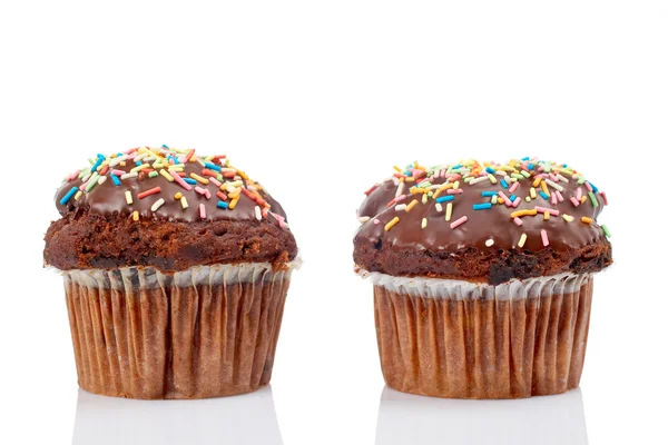 Two tasty muffin with chocolate — Stock Photo, Image