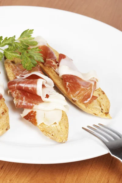 Slices of spanish ham — Stock Photo, Image