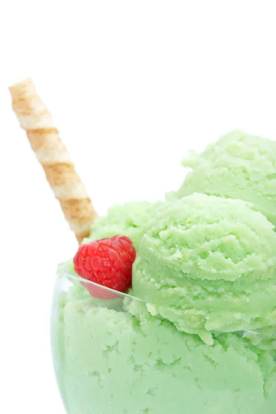 Ice cream in glass bowl — Stock Photo, Image
