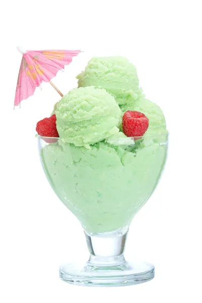 Ice cream in glass bowl — Stock Photo, Image
