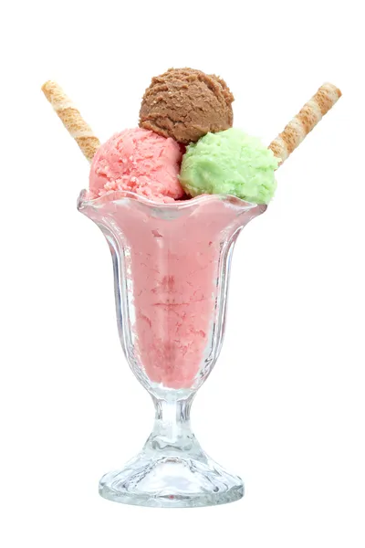 Стекло мороженого с различными вкусами — стоковое фото