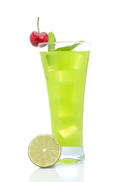 Kiwi juice with one cherry — Stock Photo, Image
