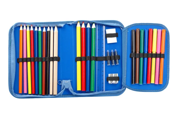 Kék tolltartó — Stock Fotó
