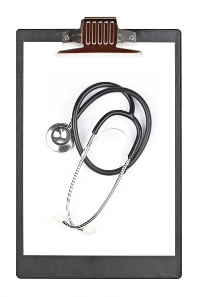 Medical clipboard with stethoscope — Stockfoto