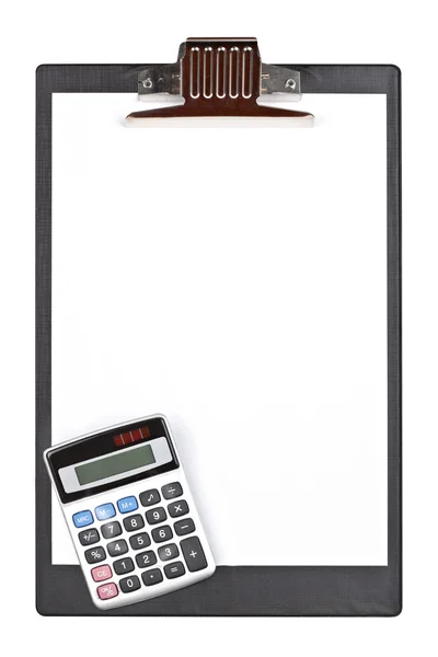 Calculator and clipboard — Stock Photo, Image