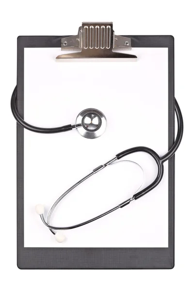 Medical clipboard with stethoscope — Stock Photo, Image