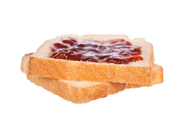 Two toast with strawberry jam — Stock Photo, Image