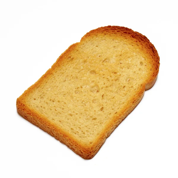 Кусочек поджаренного хлеба на белом фоне с вырезанной дорожкой — стоковое фото