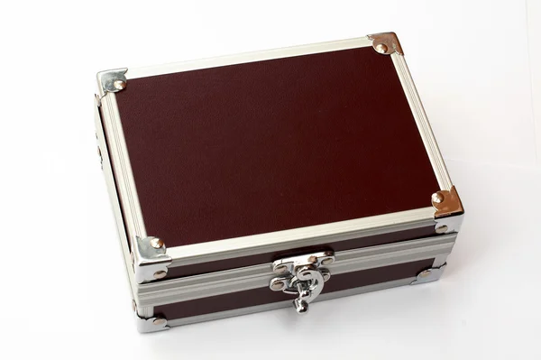 Brown toned metal briefcase, isolated — Stock Photo, Image