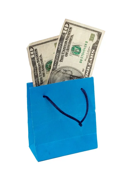 Bill dollar sur un sac à provisions — Photo