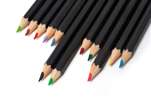 着色された学校の鉛筆の積み上げ — ストック写真