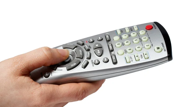 stock image Holding a remote with path clipping