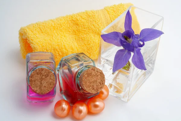 Fürdőszobai kiegészítők és szépségápolási termékek — Stock Fotó