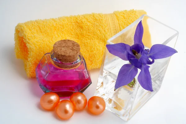 Banyo aksesuarları ve güzellik ürünleri — Stok fotoğraf