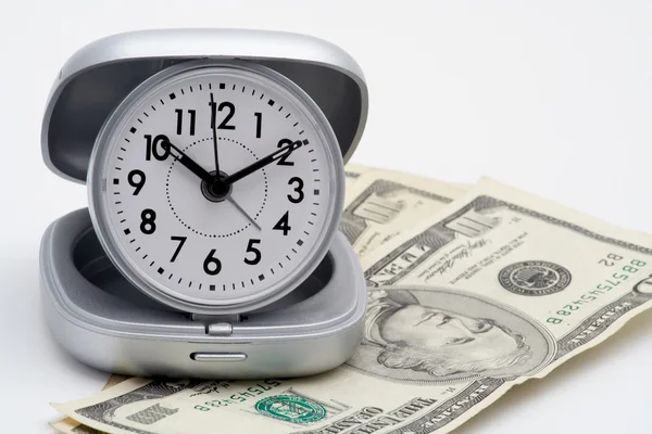 Relógio e dinheiro (dólares ) — Fotografia de Stock
