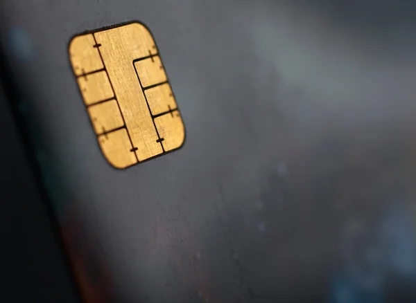 Kredi kartı, çip görünümünü makro çekim — Stok fotoğraf