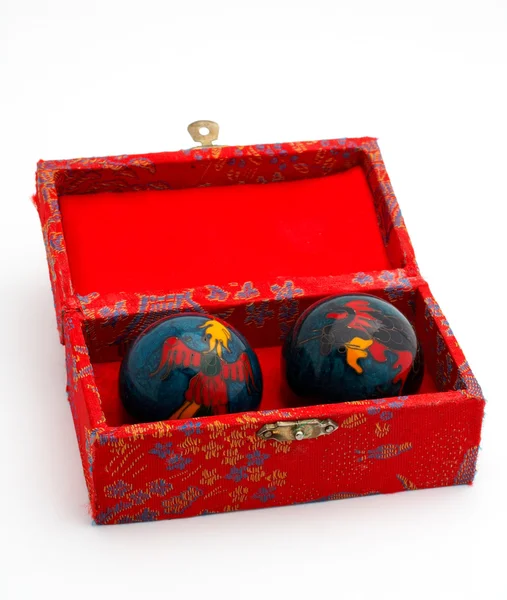 Chinese balls inside the red box — Stock Fotó