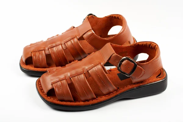 Sandálias de couro marrom — Fotografia de Stock