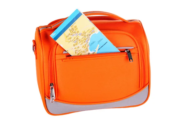 Оранжевая сумка с картой — стоковое фото
