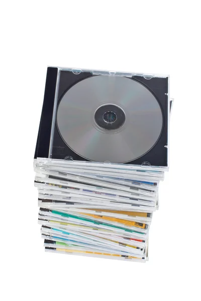Dvd 和 cd 的堆栈 — 图库照片