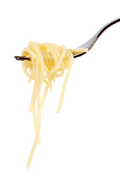 Walcowane spaghetti na widelec — Zdjęcie stockowe