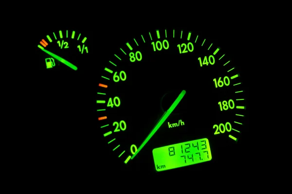 Groene neon snelheidsmeter — Stockfoto