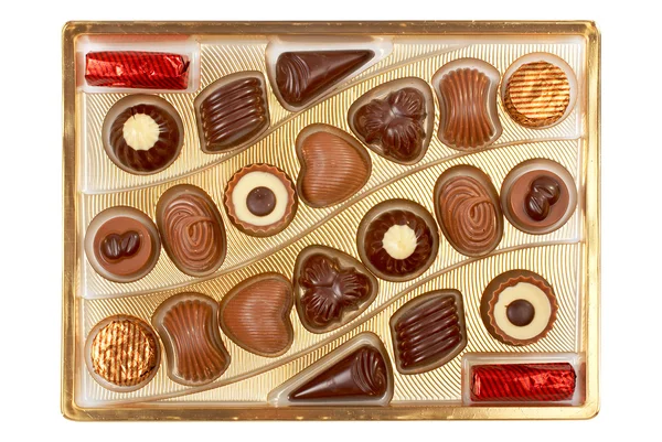 상자 안에 있는 초콜릿 — 스톡 사진