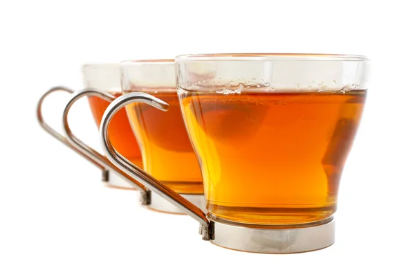 Drie glazen kopjes thee — Stockfoto