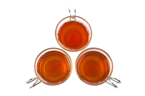Tre tazze di tè di vetro — Foto Stock