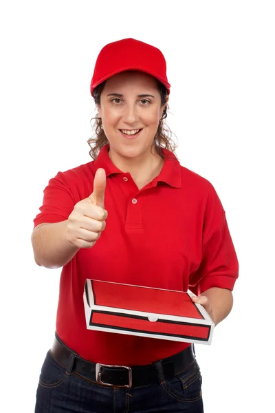 Pizza delivery woman Stock Photo