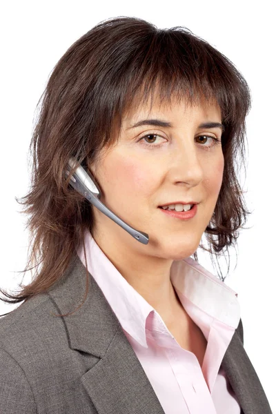 Smiling customer support girl Stock Picture
