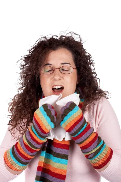 Girl sneeze Stock Image