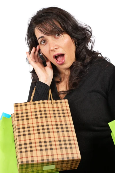 Mujer sosteniendo bolsas de compras Fotos De Stock