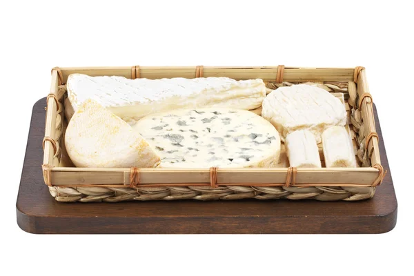 Basket of cheeses — Stock Photo, Image