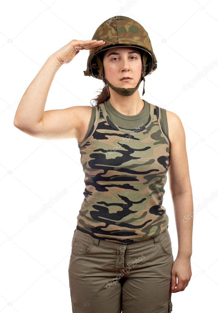 Soldier girl salute