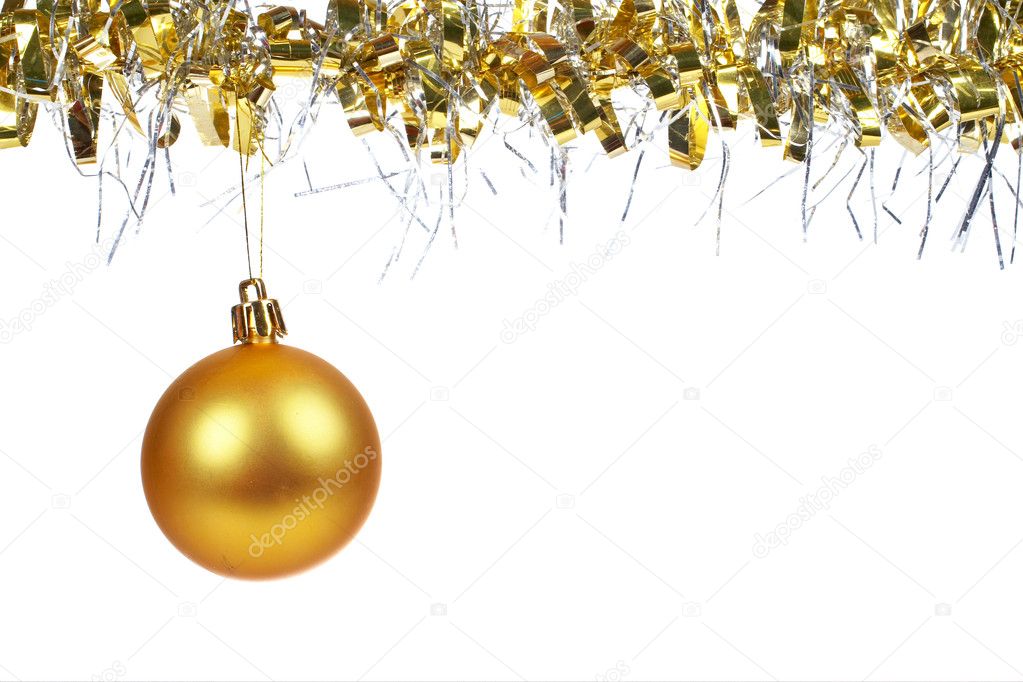 Golden Christmas ball dangling