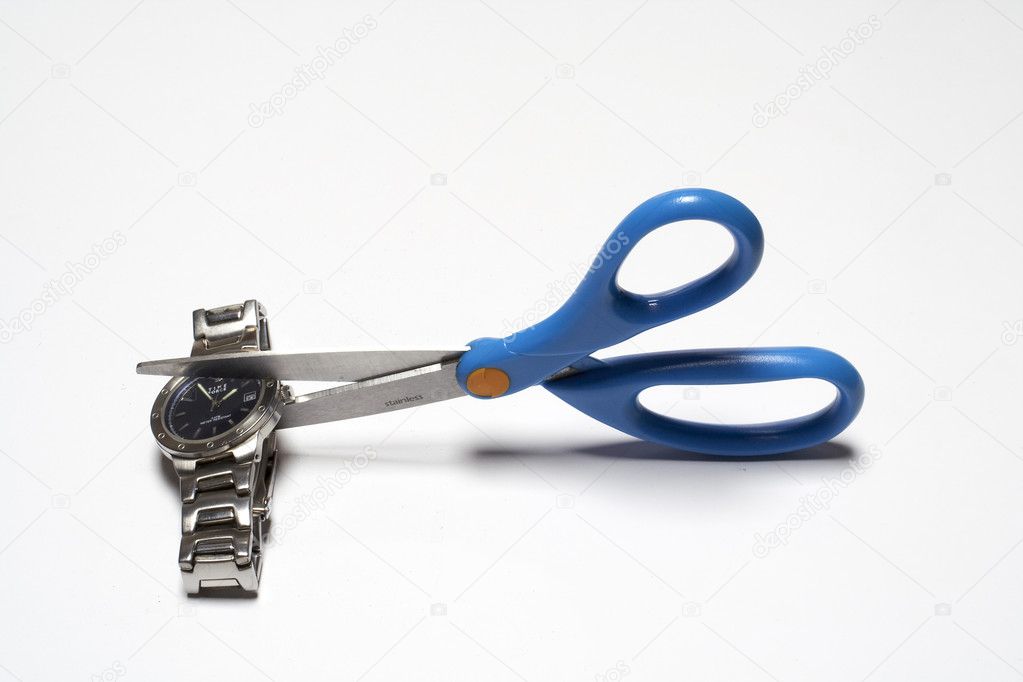 Cutting clok with scissors