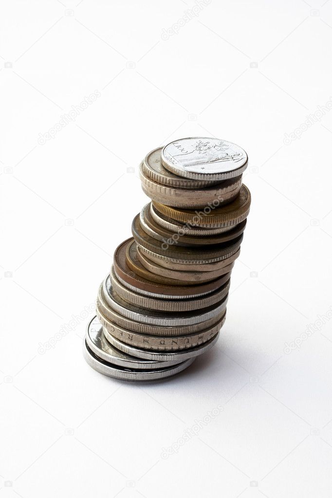 Stack of coins, isolated on white background