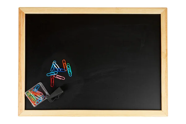 Chalkboard with paperclips — Stock Photo, Image