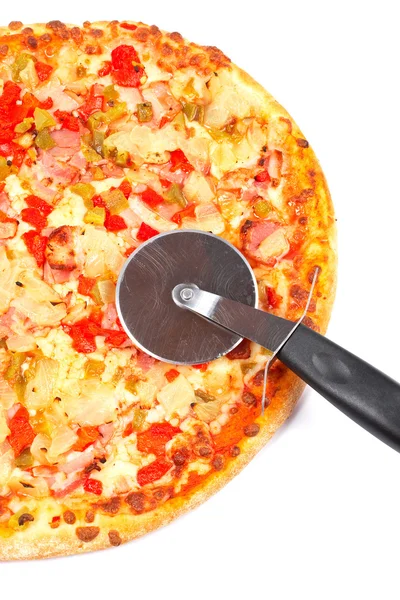 Włoska pizza i kuter — Zdjęcie stockowe