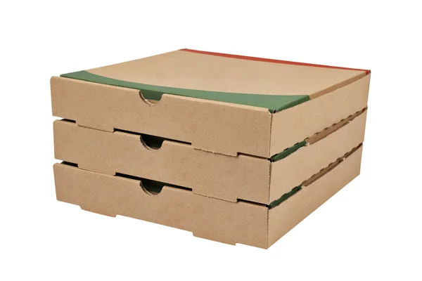 Tre pizzor lådor — Stockfoto