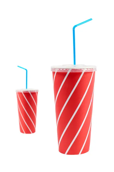 stock image Two soda drinks with blue straw